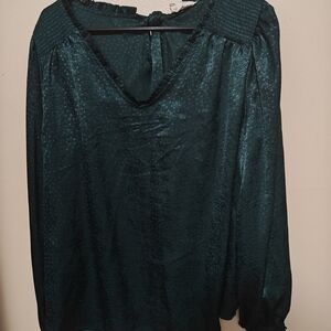 Blu Pepper Emerald Green Textured Blouse